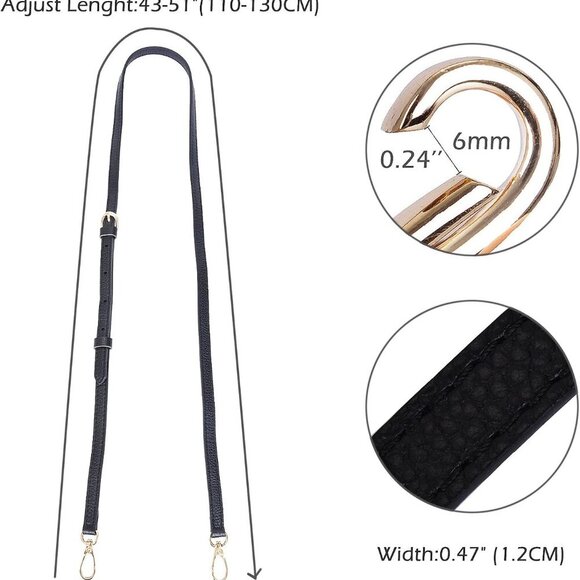 Full Grain Purse Strap Genuine Leather Replacement for Cross Body Bag HandBags - Picture 2 of 6